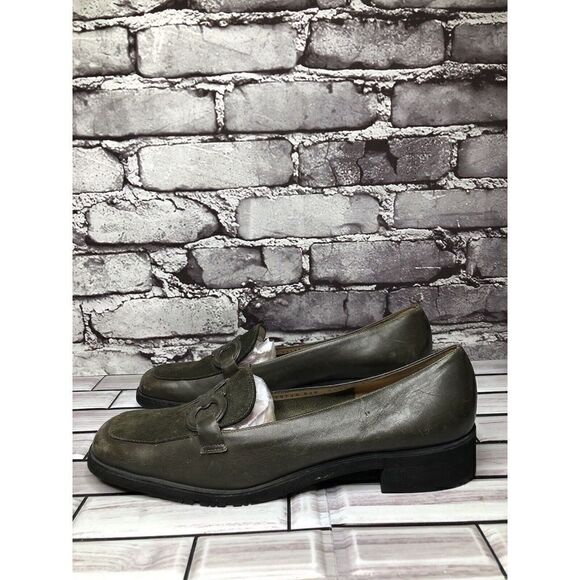 Salvatore Ferragamo Boutique Green Suede Leather Logo Pump Shoes Women Sz 8.5 2A - Picture 11 of 16